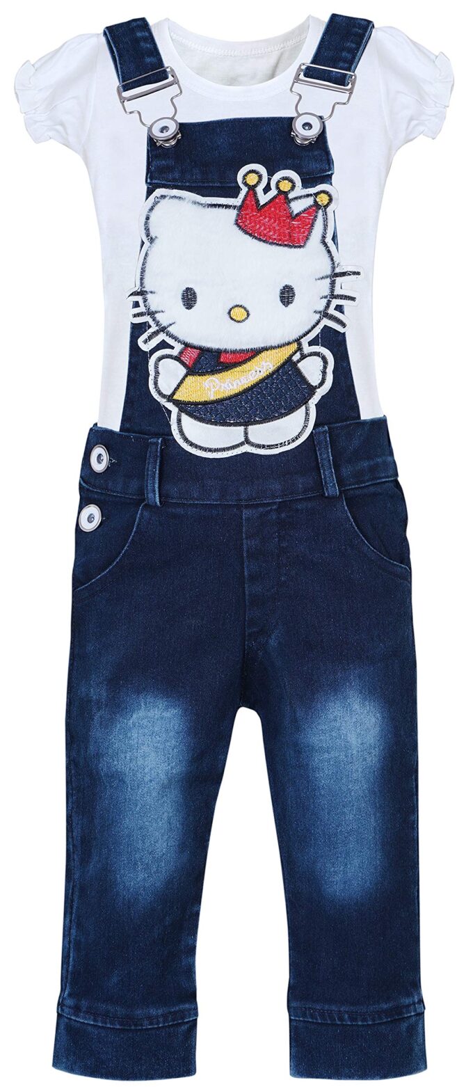 BENKILS Girl's Jeans Capry Jumpsuit Dress (5-6 Years) Blue