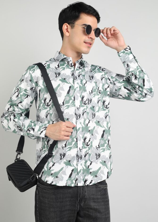 INKKR Men's Regular Fit Striped Printed Spread Collar Stylish Shirt | Shirts for Man | Men Shirts Full Sleeves | (06Multi) L - Image 4