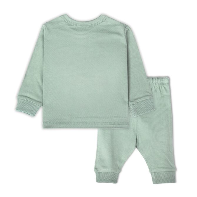 Real Basics Cotton Fleece Printed Clothing Sets For Boys & Girls - Unisex Winter Clothing Sets Full Sleeve T-Shirt & Pant, Green, 12 Months-18 Months - Image 9