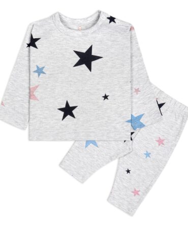Real Basics Cotton Clothing Sets For Boys & Girls-Unisex Clothing Pajama Set Full Sleeve T-Shirt & Pant-Multicolor, 12-18 Months