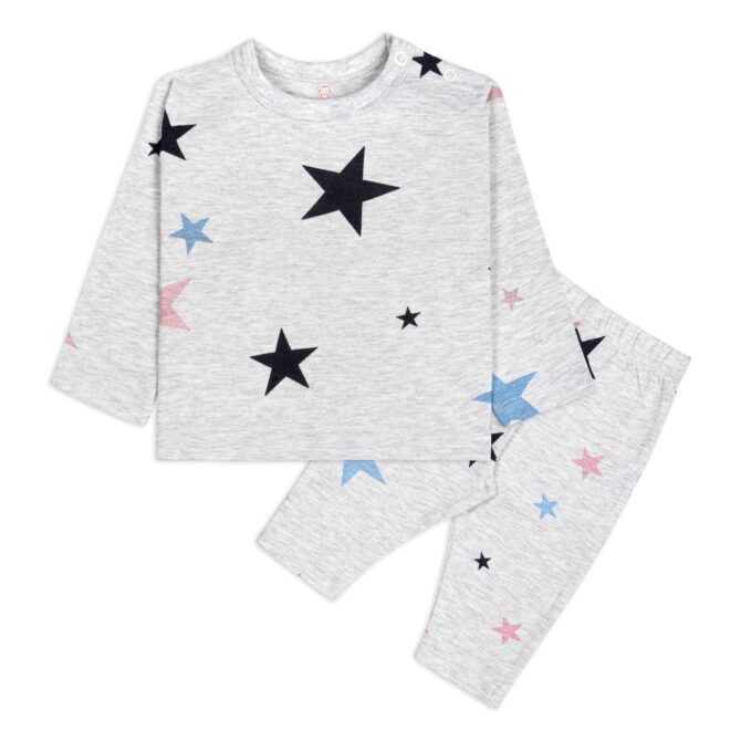 Real Basics Cotton Clothing Sets For Boys & Girls-Unisex Clothing Pajama Set Full Sleeve T-Shirt & Pant-Multicolor, 12-18 Months