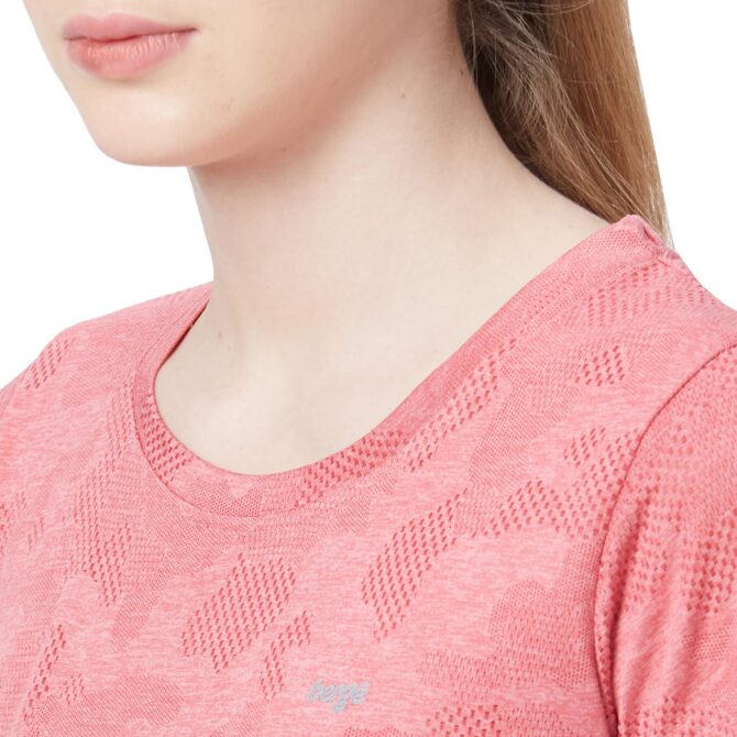 berge' Ladies Polyester Dry Fit Western Shirts & T-Shirt For Women, Quick Drying & Breathable Fabric, Gym Wear Tees & Workout Tops (Onion Colour, Slim Fit) - Image 4