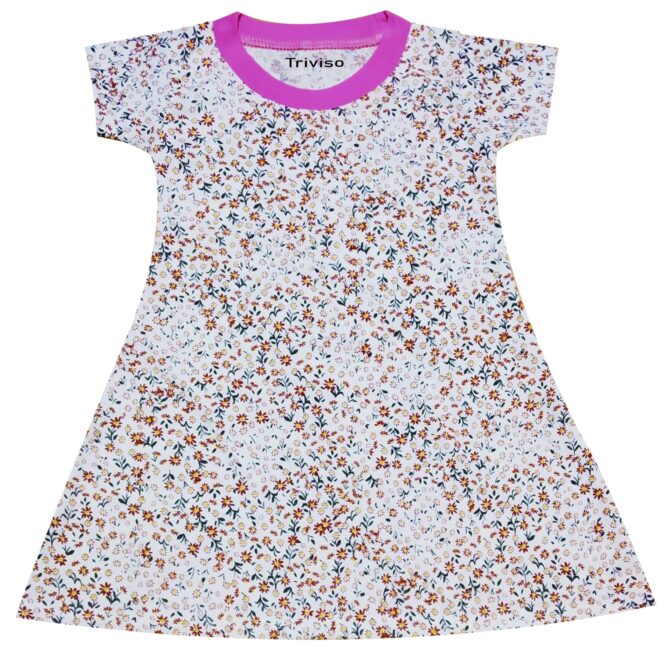 Triviso Kids Girls Cotton Frock/Dress/Basic Summer Frock for Girls 0 Month - 5 Year Pack of 4 (0-3 Months, Color_Set-1) - Image 2