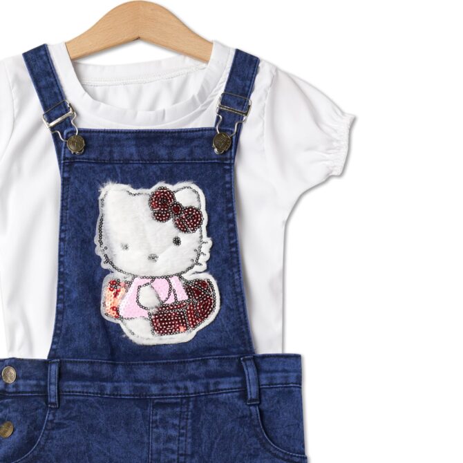BENKILS Girl's Jeans Capry Jumpsuit Dress (5-6 Years) Blue - Image 4