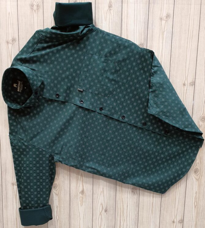 M Mastino Men's Casual Cotton Satin Printed Shirt in Full Sleeves (in, Alpha, XL, Regular, Green) - Image 4