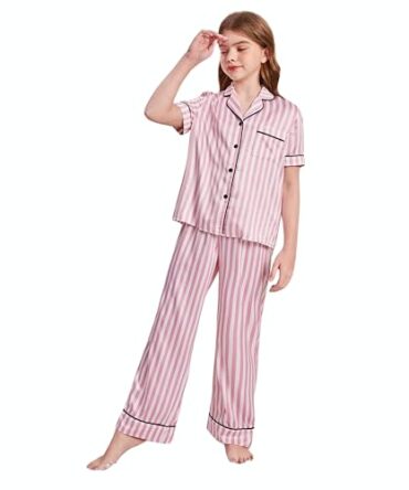 PAGHDAL BROTHERS Kids Night Dress for Girls Nightwear|Sleepsuit|Sleepwear|Loungewear Night Suit for Boys & Girls Top and Pyjama Combo Set (Pink Line, 4 Years-5 Years)