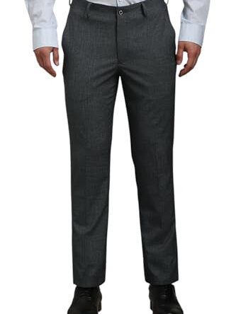 Louis Philippe Men's Slim Pants (LPTFMSLBL92195_Charcoal