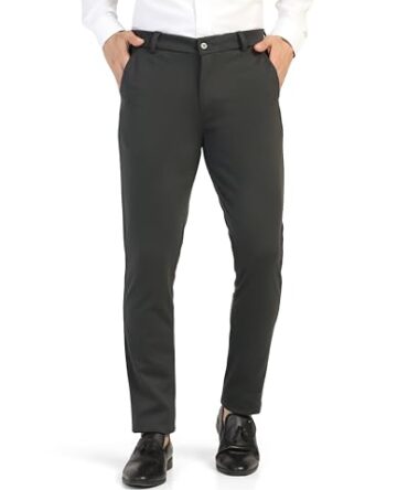 TOPLOT Men's Regular Casual Pants (Formal-Pant-5207-Dark 36_Dark Grey