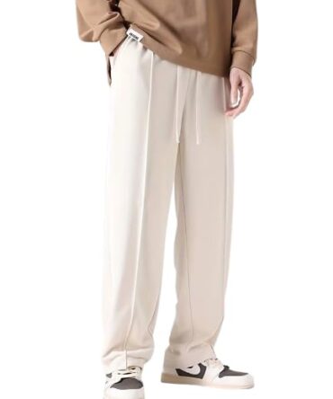 Fashion Booms Men's Cream Baggy Pants Loose Fit Lightweight with Summer.Men Cool Pants Stylish Comfortable Slim Fit Strechable Lower for Men Suitable for Gym, Travelling, Camping