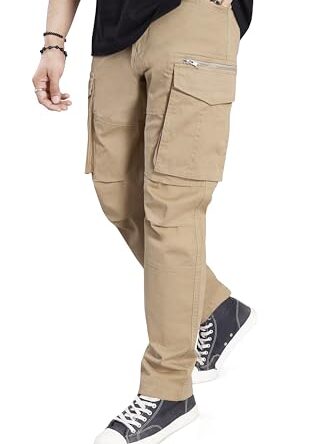 DIVISIVE Men's Cotton Cargo Pants (DCR194_30_Camel)