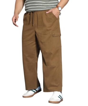 Urbano Plus Men's Brown Loose Baggy Fit Cargo Jogger Chino Pant with 6 Pockets Stretchable (pluschicargolospullp-08-brown-36)