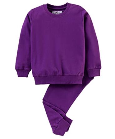 NITE FLITE Girls' and Boys' Unisex Puducherry Purple Printed 100% Cotton Nightwear | Top and Pyjama Set (Purple,6)