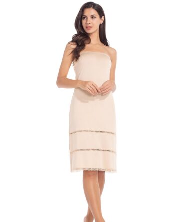 MANCYFIT Women's Tube Top Dress Slip Sleeveless Underdress Invisible Straps, Nude, Small
