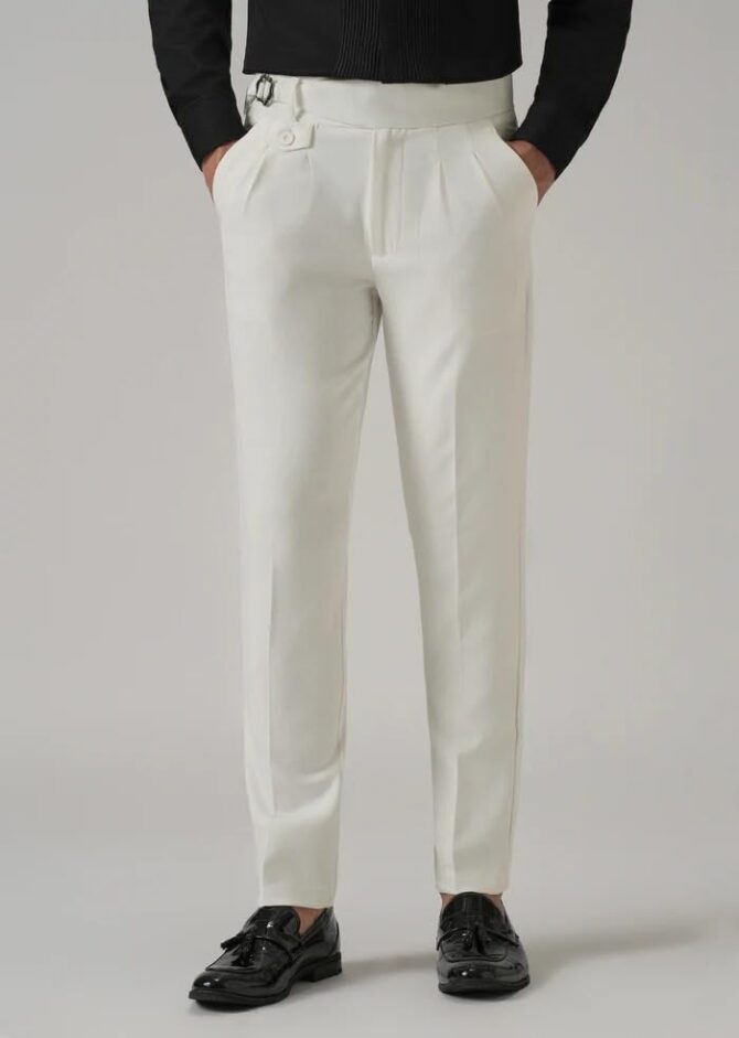 Men's Gurkha Pants, Classic Military Style, Casual Trousers (in, Numeric, 32, Regular, White) - Image 6