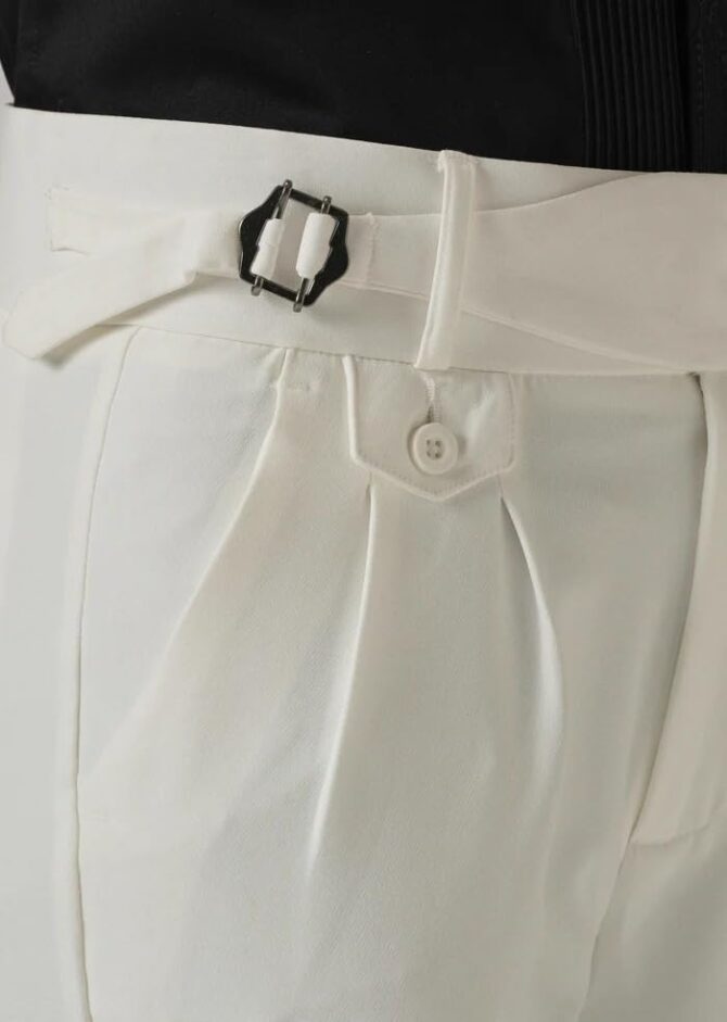 Men's Gurkha Pants, Classic Military Style, Casual Trousers (in, Numeric, 32, Regular, White) - Image 2