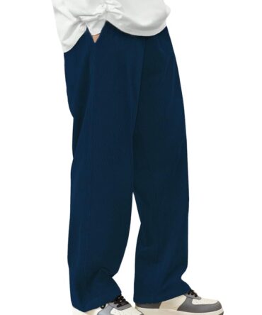 SMOWKLY Men's Premium Polycotton Causal Baggy Fit Jogger || Lightweight & Flexible Elastic Waist with Drawstring || Wrinkle-Free Comfortable Trouser Pant for Summer (1649_TB_30) Teal Blue