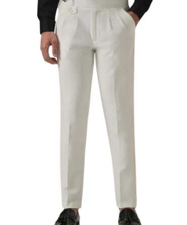 Men's Gurkha Pants, Classic Military Style, Casual Trousers (in, Numeric, 32, Regular, White)