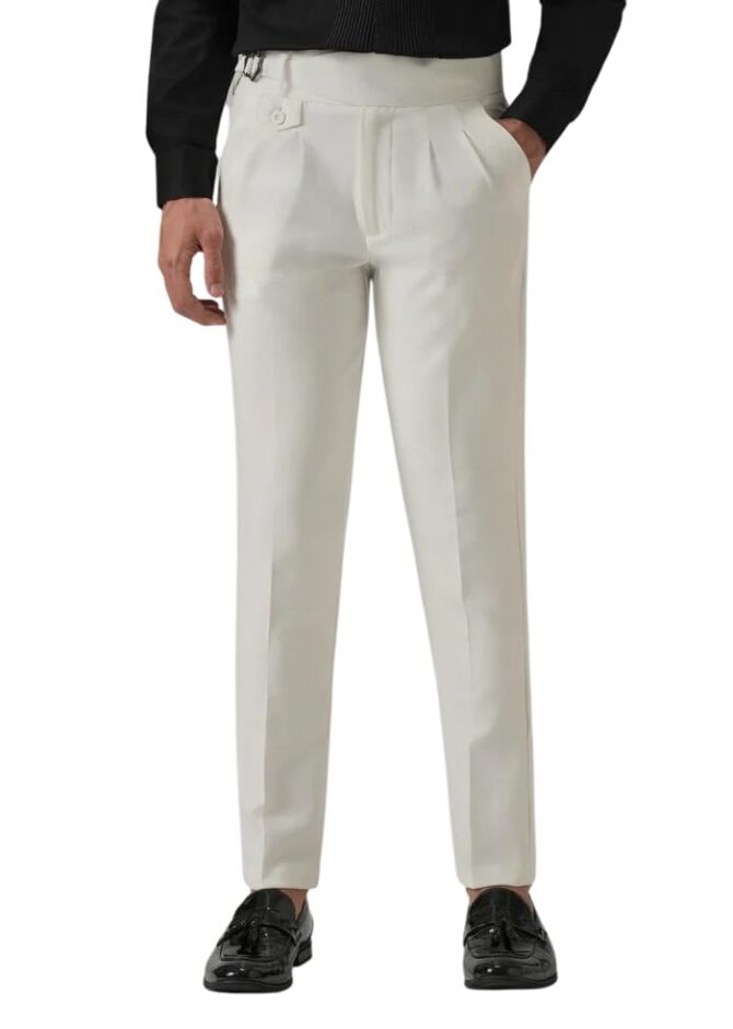 Men's Gurkha Pants, Classic Military Style, Casual Trousers (in, Numeric, 32, Regular, White)