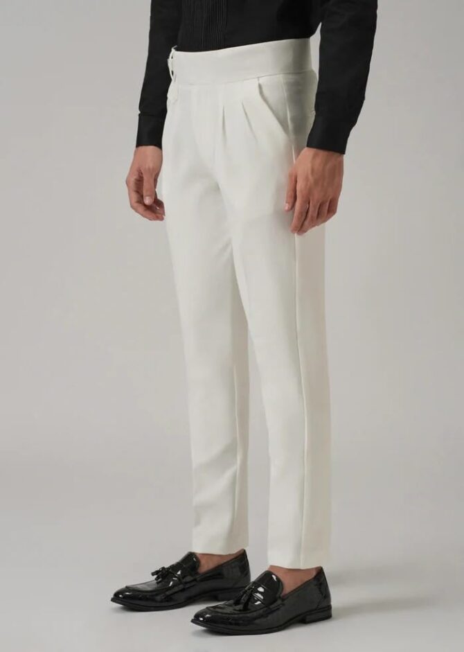 Men's Gurkha Pants, Classic Military Style, Casual Trousers (in, Numeric, 32, Regular, White) - Image 4