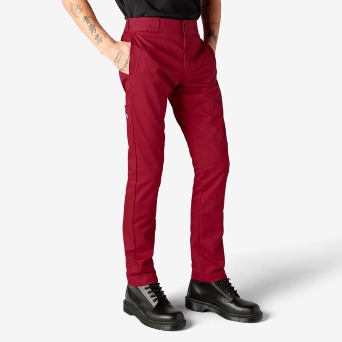 Dickies Men's Skinny-Straight Double Knee Work Pant, English Red, 28W x 30L - Image 7