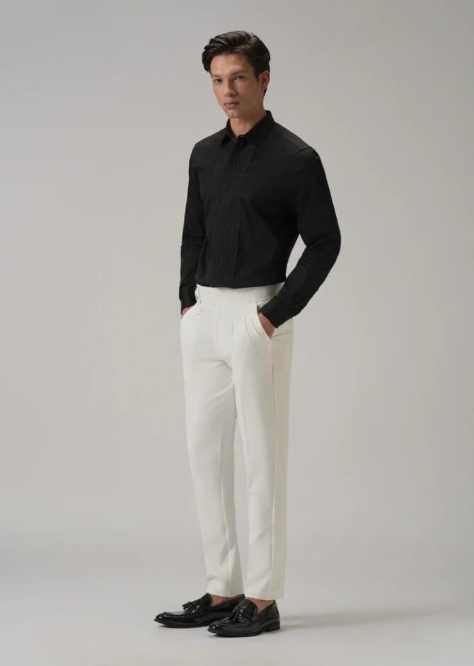 Men's Gurkha Pants, Classic Military Style, Casual Trousers (in, Numeric, 32, Regular, White) - Image 7