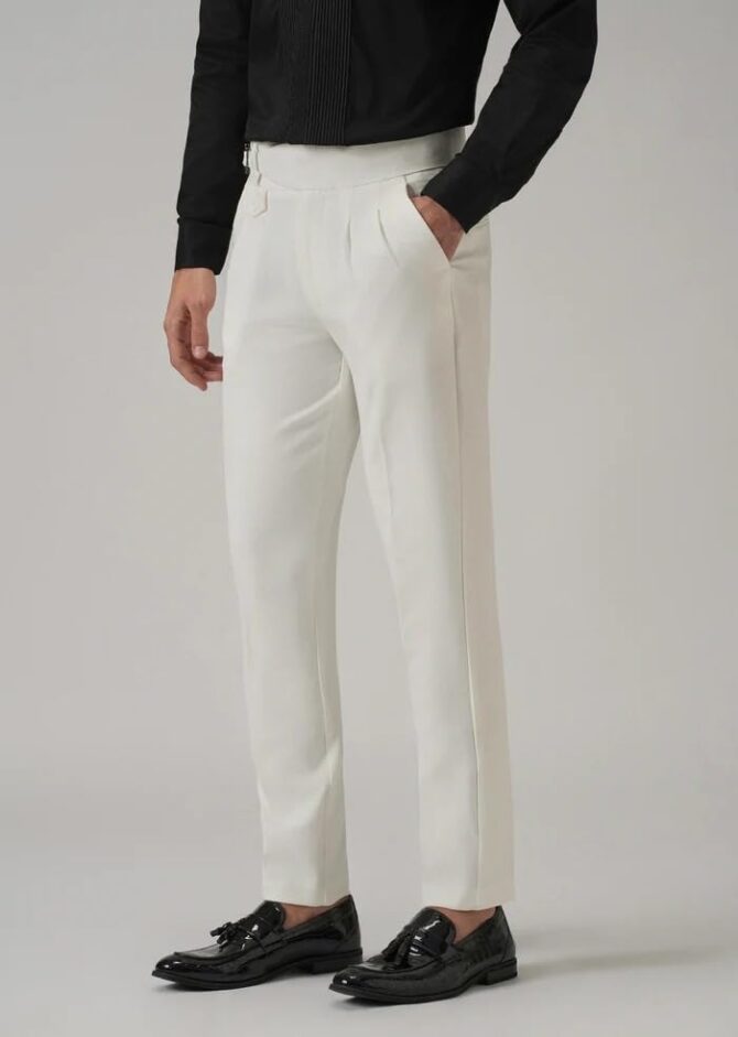 Men's Gurkha Pants, Classic Military Style, Casual Trousers (in, Numeric, 32, Regular, White) - Image 5