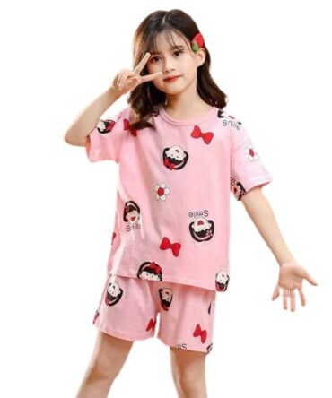 RKEVENT FASHION HUB Girls Sets Children's Pajamas Girls PyjamasTeens Pajamas Teenager Sleepwear Strawberry Printed Nylon Homewear