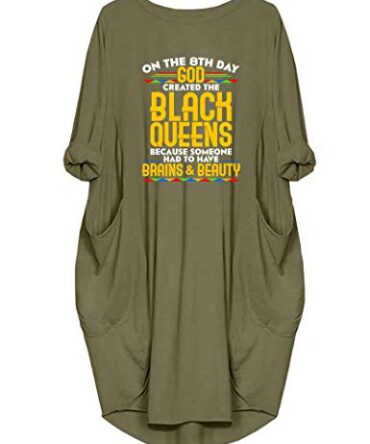 WbJetr Women Black Girl Magic Long Sleeve Loose Pocket Oversize Tunic Dress Tops
