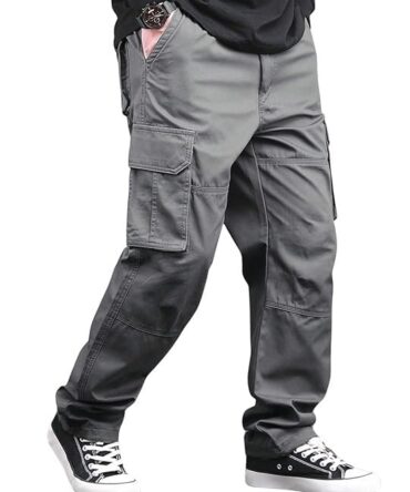 CLUBLAVISH Reguler Fit Cotton Cargo Pants for Men Grey