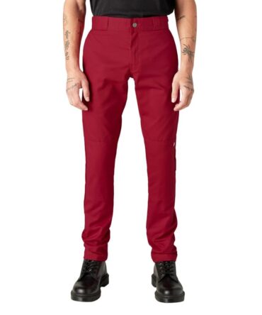Dickies Men's Skinny-Straight Double Knee Work Pant, English Red, 28W x 30L