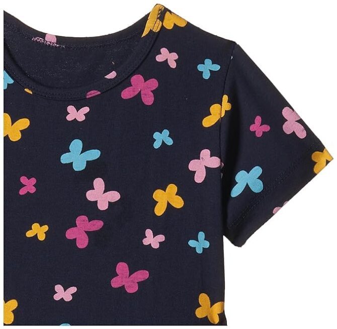 T2F Girl's Cotton A-Line Knee-Length Casual Dress (DRZ3P04_Yellow+Pink+Navy - Image 2