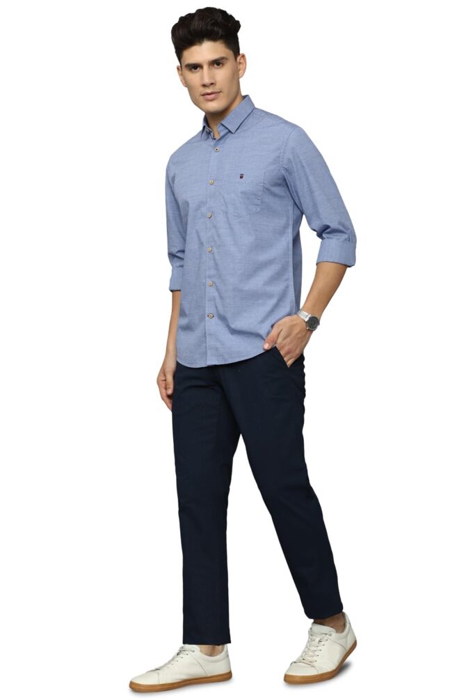 Louis Philippe Men's Cotton Slim Fit Shirt (LYSFCSLBV39256_Blue 42) - Image 2