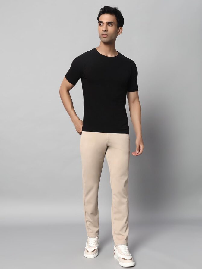 Vogaan Luxury Stretchable Casual Pants for Men | Stylish Slim Fit Men's Wear Trousers for Office | Mens Fashion | Modern Mens Trouser (Beige_32) - Image 3