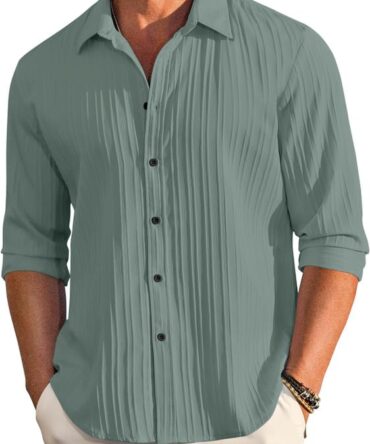 FINIVO FASHION Men's Solid Regular Fit Shirt (PCN_222_Green_XXL