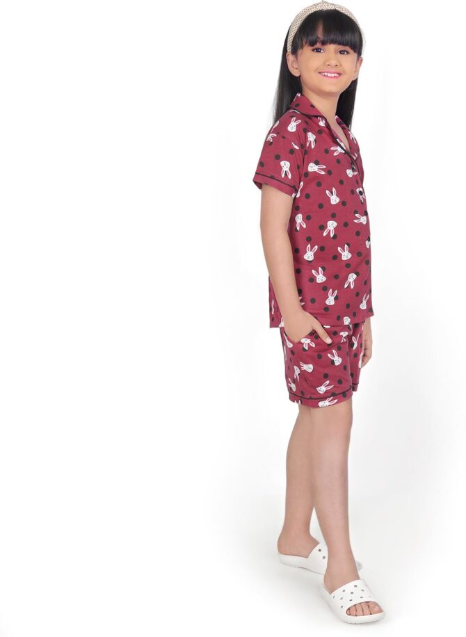 BLOEM Girls Cotton Printed Nightsuit | Night Suit Set for Girls | Soft & Breathable Sleepwear Set (White, 7-8 Years) - Image 3