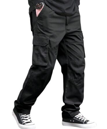 Lymio Reguler Fit Cotton Cargo Pants for Men (Cargo-47-Black-XL)