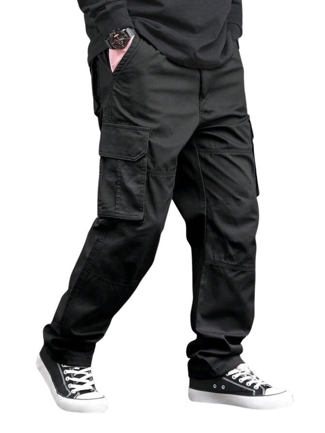 Lymio Reguler Fit Cotton Cargo Pants for Men (Cargo-47-Black-XL)