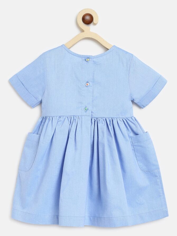 nauti nati Girl's Cotton Strapless Mini Dress (NN311-013-12-18M_Blue_12 Months-18 Months) - Image 3