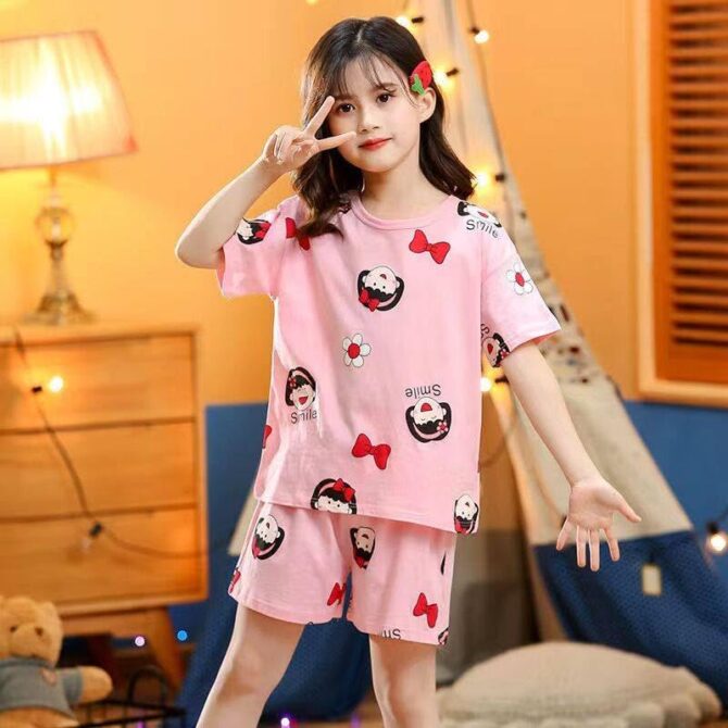 RKEVENT FASHION HUB Girls Sets Children's Pajamas Girls PyjamasTeens Pajamas Teenager Sleepwear Strawberry Printed Nylon Homewear - Image 5