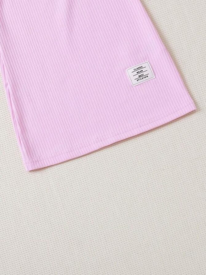 ER Fashion Cotton Silk Solid Collared Casual Knee Length Bodycon Dress for Girls Kids (Lavender, 2-3 Years) - Image 3