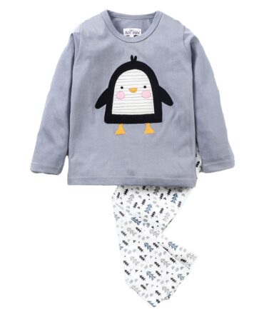 NITE FLITE Girls and Boys Unisex Arctic Penguin Printed 100% Cotton Nightwear | Top and Pyjama Set (Multicolored,12) Multicolour