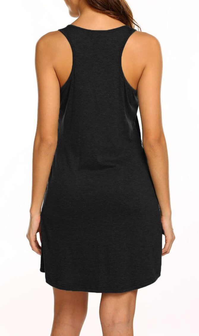 Womens Summer Dresses Beach Coverup Casual Sleeveless Racerback Tank Top Dress with Pockets Black M - Image 4