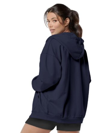 FUNKY MONKEY Cotton Blend - Women's Cute Hoodies Teen Girl Winter Jacket Sweatshirts Casual Drawstring Clothes Zip Up Hoodie with Pocket (in, Alpha, XL, Regular, Navy Blue)