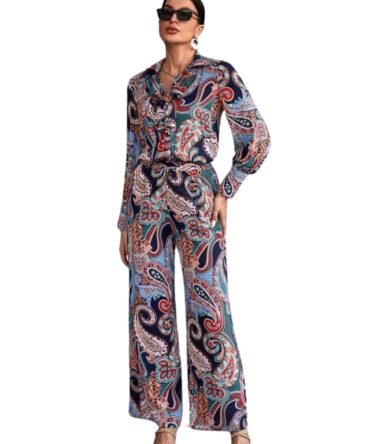 GRECIILOOKS Women's Co-Ord Set || Rayon Night Pajama Set || Night Suits for Women || Printed Nightwear Set || Loungewear || Home Wear for Women || Pajama Sets for Women (Large, Blue)