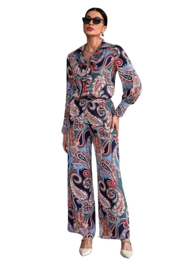 GRECIILOOKS Women's Co-Ord Set || Rayon Night Pajama Set || Night Suits for Women || Printed Nightwear Set || Loungewear || Home Wear for Women || Pajama Sets for Women (Large, Blue)