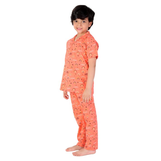 BRIGATTES Pyjama Set for Girls/Night Suit for Girls/Nightwear/Sleepwear/Loungewear for Girls(Pack of 1) Orange - Image 4