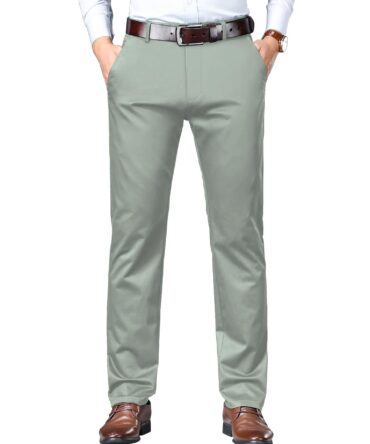 AVANOVA Men's Solid Light Pista Trousers Light Business Style Slightly Stretch Straight Leg Pants for Outdoor Casual Daily Trouser II Men's Regular Casual Pants Trouser (Trouser 126 Light Pista-34)