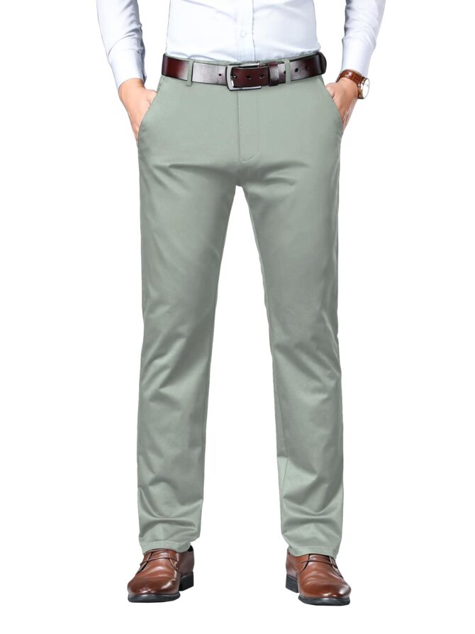 AVANOVA Men's Solid Light Pista Trousers Light Business Style Slightly Stretch Straight Leg Pants for Outdoor Casual Daily Trouser II Men's Regular Casual Pants Trouser (Trouser 126 Light Pista-34)