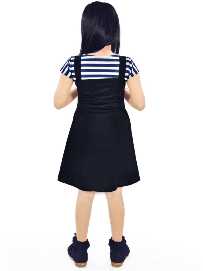 NAIVETY my fashion is mine Cotton Blend Casual Short Sleeve Mini Fit and Flare Dress for Girls Kids (Navy-Blue 5-6 Years) - Image 5