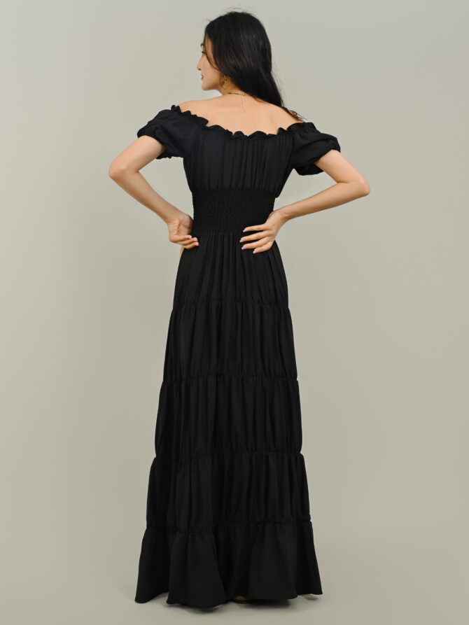 Zhitunemi Renaissance Costume Women Medieval Chemise Dress Peasant Tops Irish Under Dress Black-S - Image 6